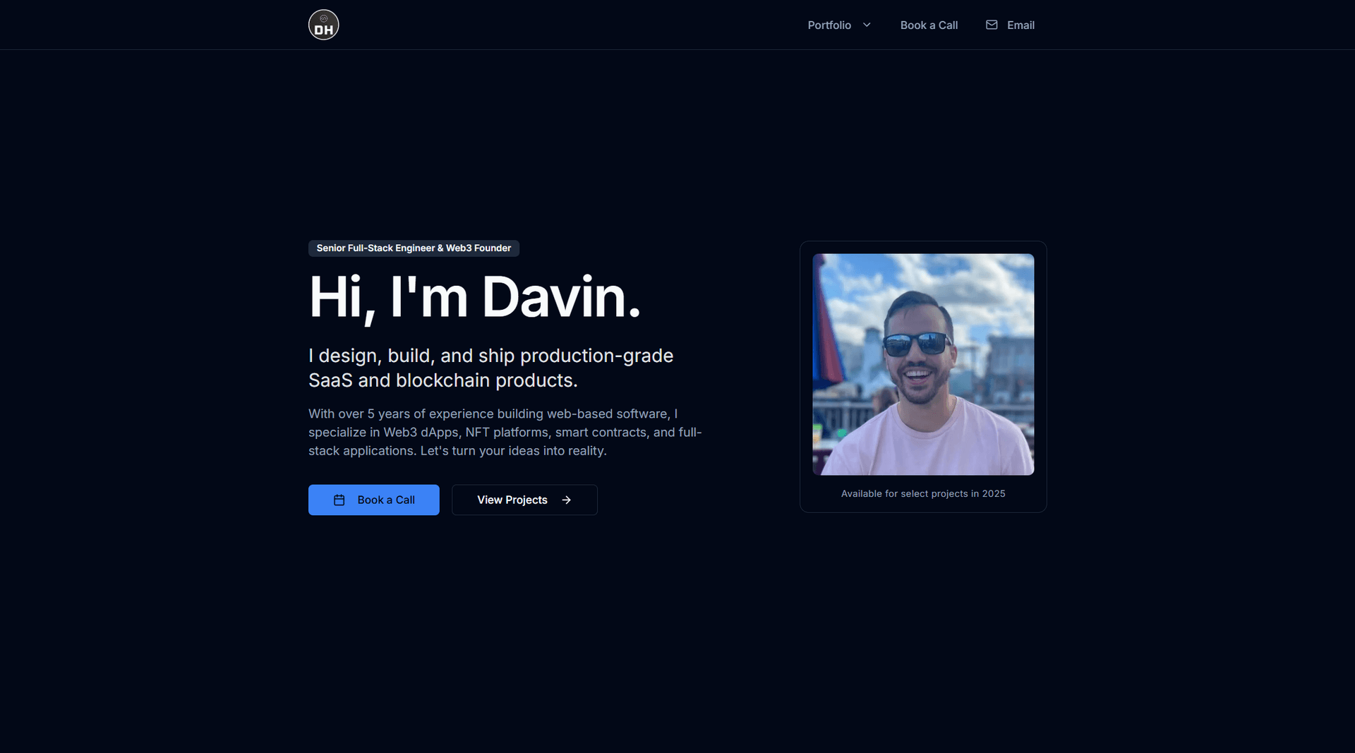 Davin Harding - Developer Portfolio screenshot